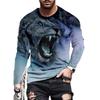 Long Sleeve Lion Abstract Pattern Mens Street T Shirt Spring Autumn 3d Animal Print Fashion T Shirt Street Loose Mens Casual Top