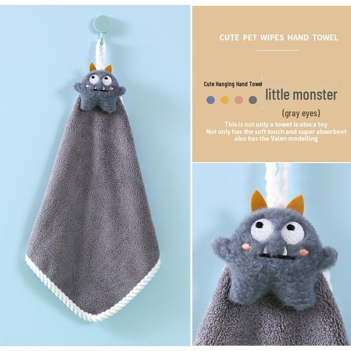 Christmas Cartoon Coral Fleece Hanging Hand Towel - Absorbent for Kitchen & Bathroom