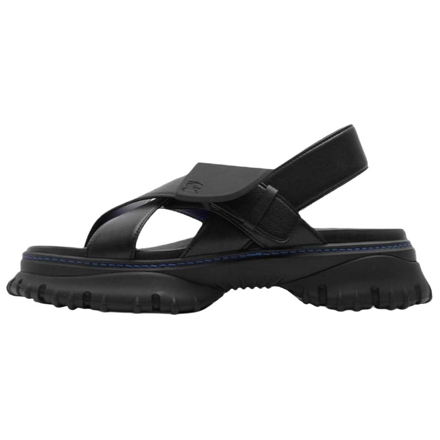 Burberry Pebble Leather One Strap Sandals Women's Black 80906501