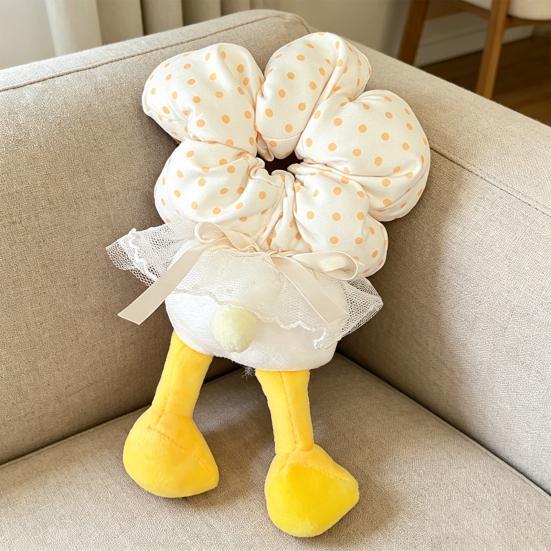 Hair Tie with Sufficient Elasticity Dot Print Lace Splicing Hair Flower Butt Design Hair Tope Buns Ponytails Half-Tied Hair Scrunchie
