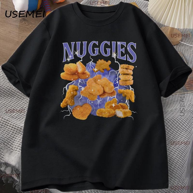 Chicken Nugget TShirt Funny 90s Concert Tee Weird Stuff Meme T Shirt Christmas Gifts Unisex Women Cotton Short Sleeve Graphic Tee