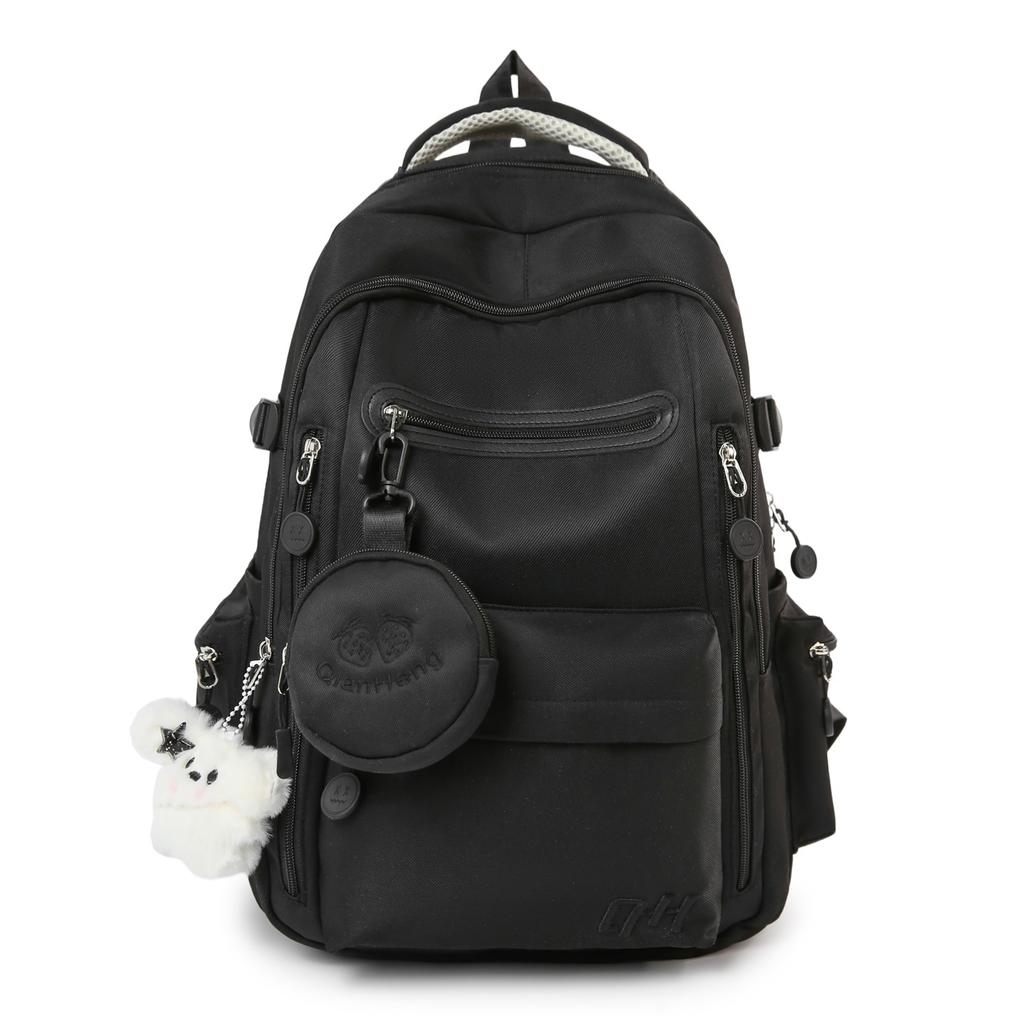 Schoolbag new Korean version solid color small fresh middle and high school students multi-compartment backpack campus ins wind large capacity