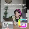 RGB Light All in One Wireless Charger Station Bluetooth Speaker TF FM With Alarm Clock For iPhone Samsung Xiaomi Fast Charging