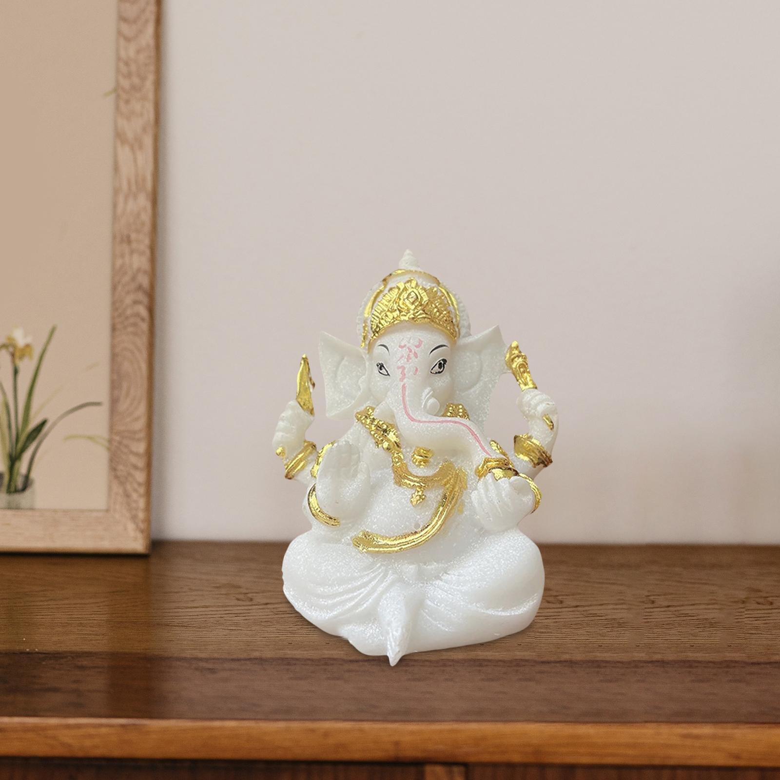 

Resin Elephant Ganesha Buddha Statue Height 9cm for Home Office Tabletop белый