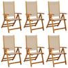 Vidaxl Folding Garden Chairs, 6 Pcs., Acacia Wood and Textilene
