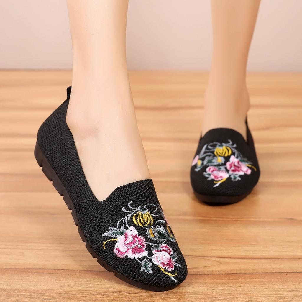 Ženy Ležérní Síťované nazouvací klínky s kulatou špičkou Prodyšné jednoduché boty Hrachová obuv