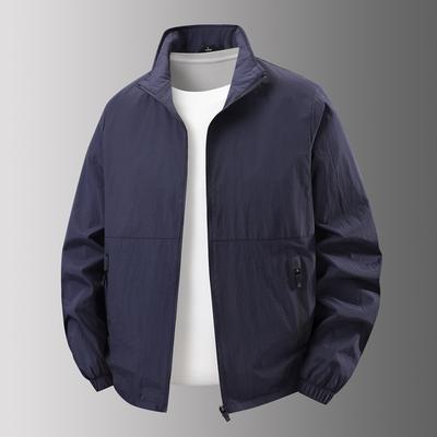 Neue Arbeitsjacke mit Stehkragen für Herren, mittleren Alters, für Outdoor-Sport und Freizeit, lockere, winddichte Jacke