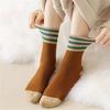 5 Pairs of Soft Striped Socks, Comfortable And Warm Winter Thick Women's Mid tube Socks, Fashionable Coral Fleece Floor Socks