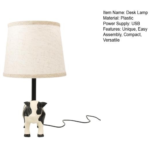 Cute Spotted Cow Table Lamp Cartoon Animal Night Light for Kids Bedroom Desk & Nursery Decor Adorable LED Mood Lighting