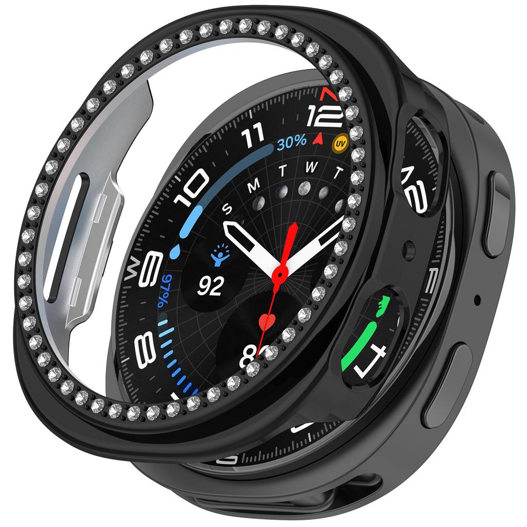 Bling PC Průhledné Ochranné Pouzdro Pro Samsung Galaxy Watch8 40mm 44mm Diamantové Křišťálové Pouzdro Tvrdý Kryt Ochranný Rám Hodinek