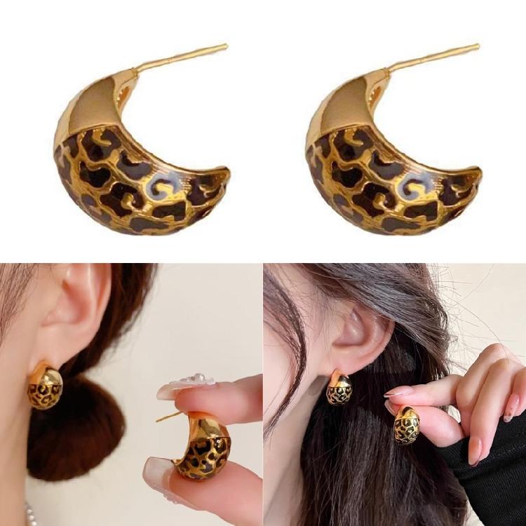 Moderne C-förmige Ohrringe mit Leopardenmuster, bequemer, leichter Schmuck aus Legierung, perfekt für lässige oder formelle Styles
