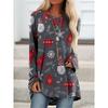Christmas Gift 3D Printed Long Sleeved T-shirt for Women, Fashionable New Year Round Neck Top