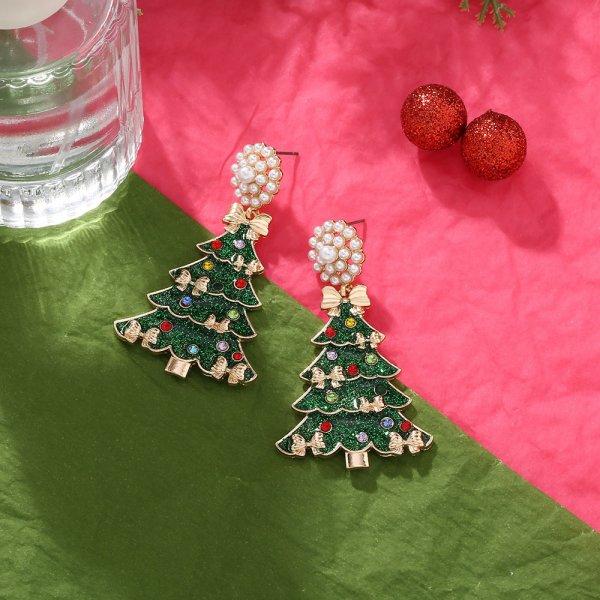 Grüne Tannenbaum Zirkon Kristall Stern Ohrstecker Ohrhänger Für Damen Weihnachtsfeier Schmuck Party Geschenk