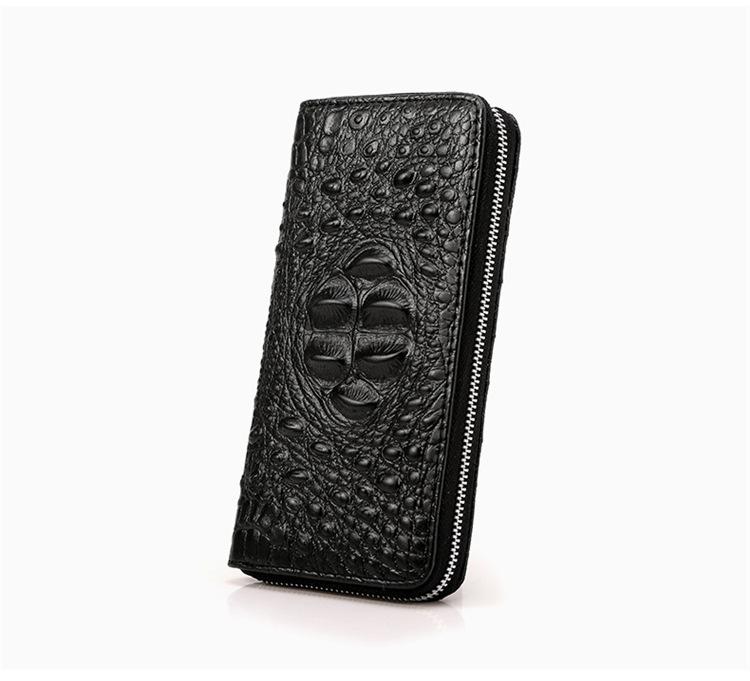 

2024 Men s Crocodile Pattern PU Long Zipper Wallet Clutch Handbag Gift Storage чёрный