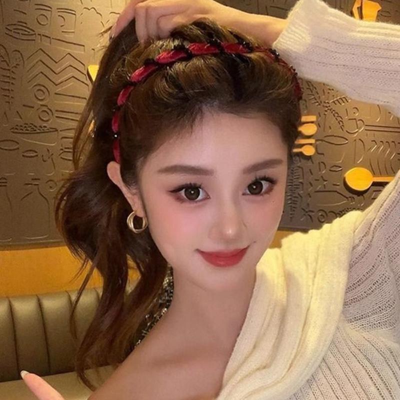 Velvets Artificial Crystals Waving Headbands Sparkling Rhinestones Hair Accessory For Women Elegant Party Wedding Daily Use