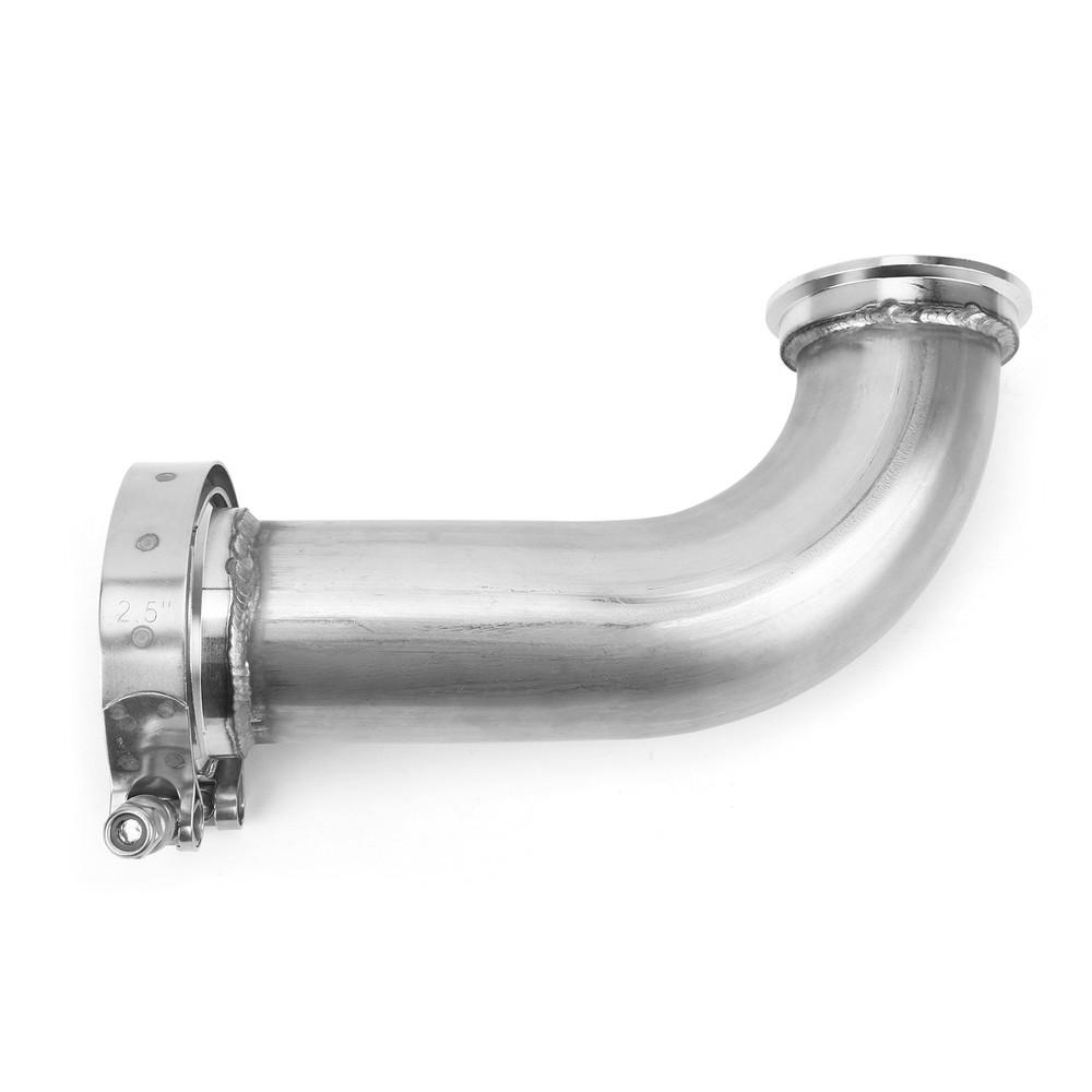 

Stainless Steel 2.5 63mm V Band Flange 90 Degree Universal Elbow Down Exhaust Pipe Turbo Clamp for Garrett серебряный