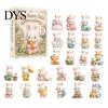 Fun Travel Companions Christmas Bunny Advent Calendar with 24 Acrylic 2D Rabbit Ornaments for Kids, Holiday Countdown Decorations Xmas Tree