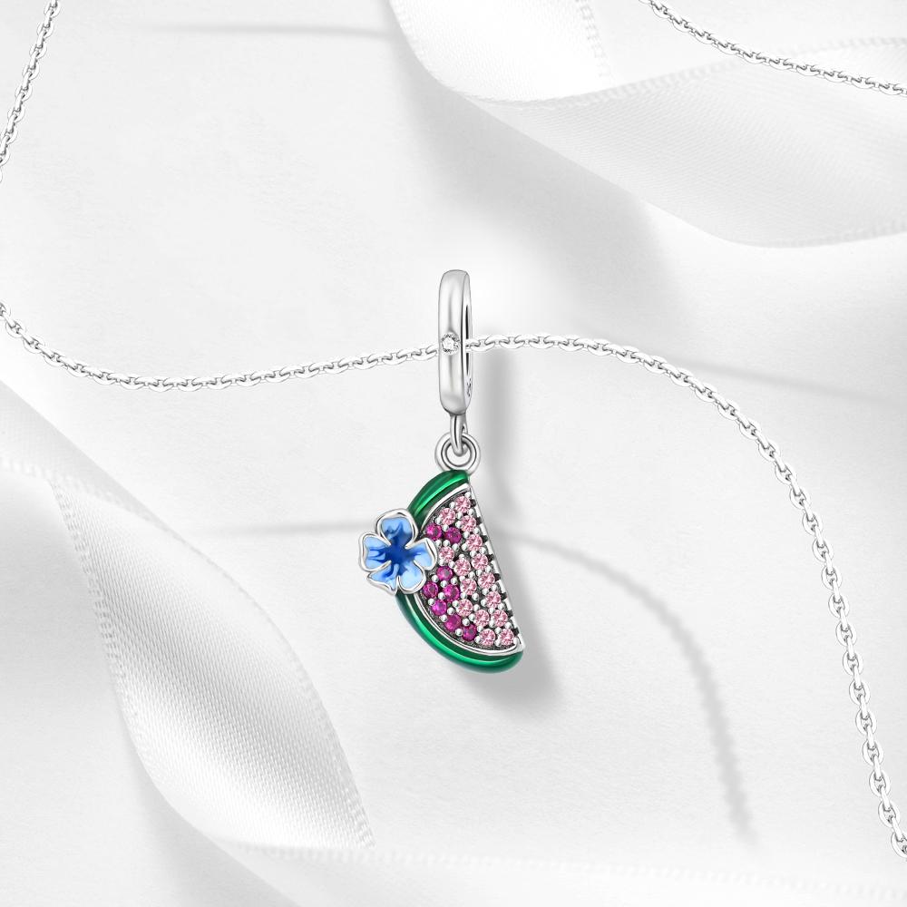 Ahthen Copper Bead Charms Watermelon Dangle Charm Fit Snake Chain Bracelets Necklaces for Women Jewellery Making