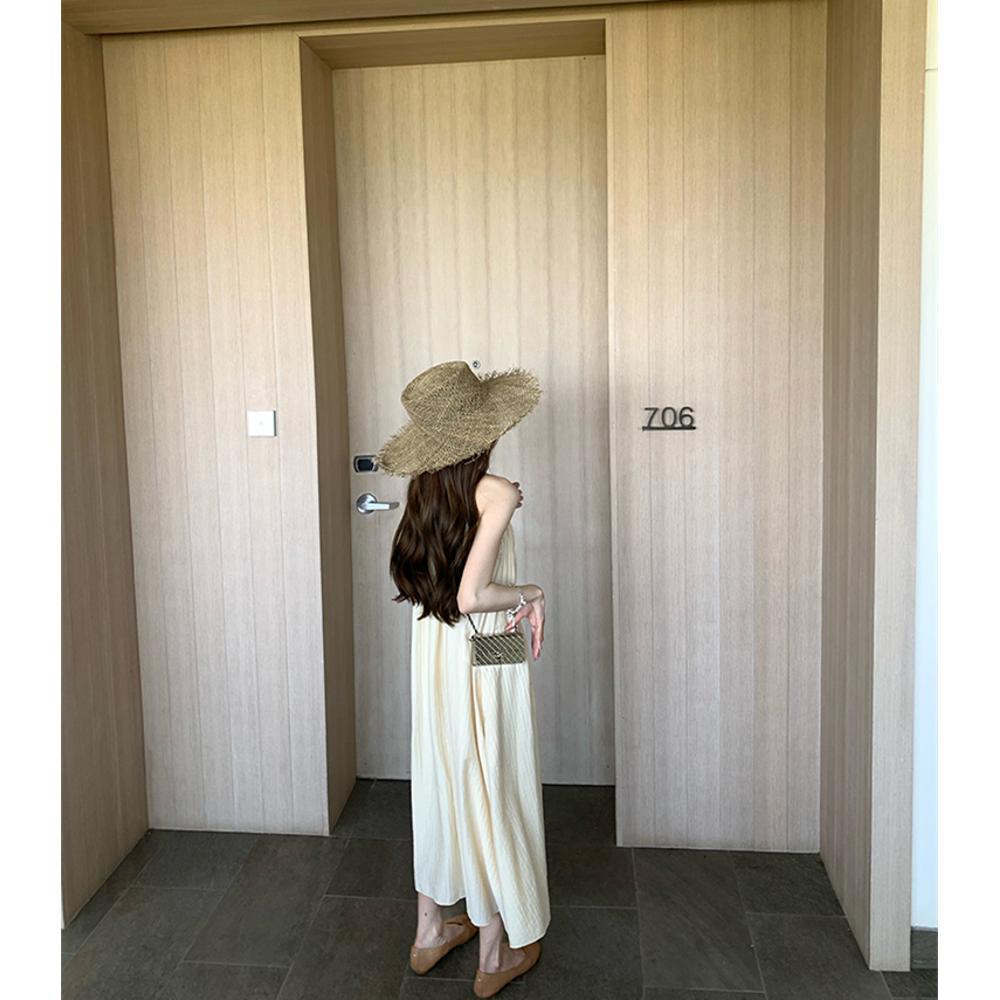 Gentle Wind French Neck Sleeveless Suspender Dress Women's Summer New High-end Temperament Thin Fairy Dress