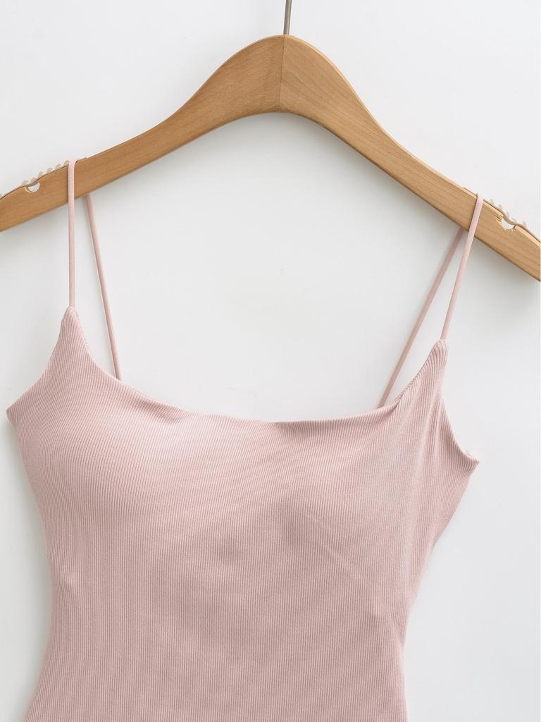 Women's Elastic Band Camisole: Sleeveless, Slim-Fit Vest with Built-In Padding for Summer