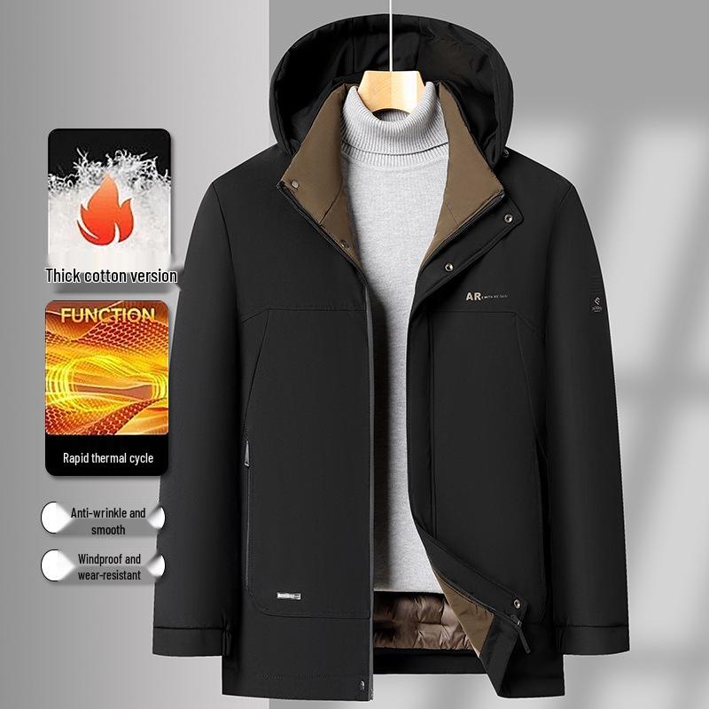 Men's Winter Thick Cotton-Padded Jacket: Warm, Fashionable, Casual Outerwear for Middle-Aged Dads