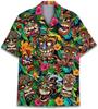 1D digital printing men's lapel short-sleeved shirt hot casual European and American thin breathable and quick-drying