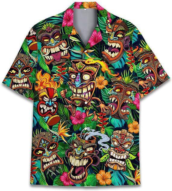 1D digital printing men's lapel short-sleeved shirt hot casual European and American thin breathable and quick-drying