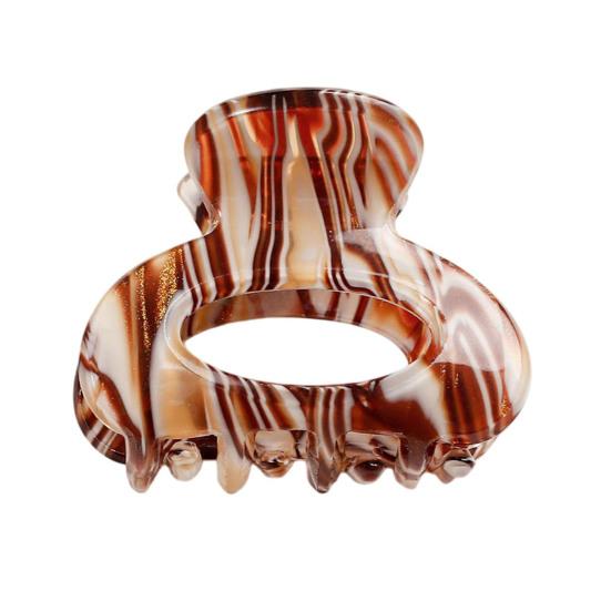 Hair Claw Mini Shape Hollow Back Head Striped Print Hair Clip Anti-slip L