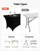 6 Pack Table Cloth for 8FT Rectangular Fitted Events, Wrinkle-Resistant Stretch Black Table Covers, Washable Spandex Tablecloth Protector, for Party,