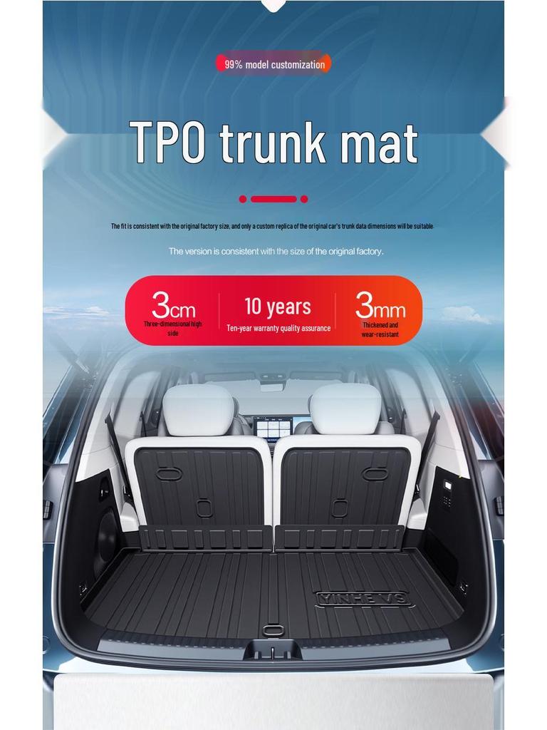 Geely Galaxy M9 TPE Rear Trunk Mat for Car Interior Modification/Decoration