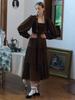 Fabric Seoul Dot Smocking Frill Dress_Brown