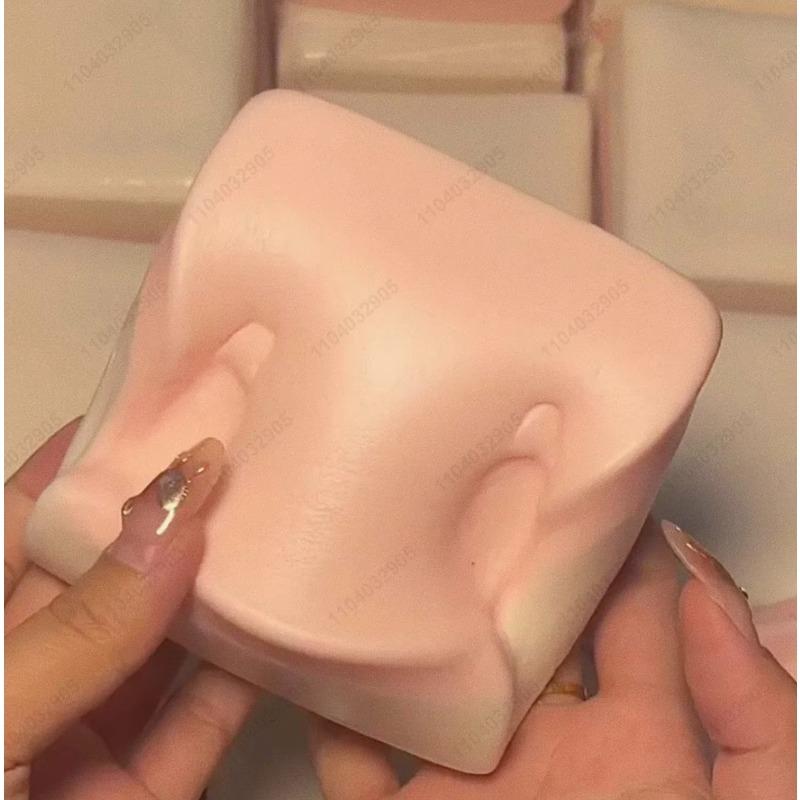 Zacht Realistisch Roze Dubbelzijdig hi Squishy, Langzaam Rijzend Kleefrijstcake Brood Hand Ontspanning Stressverlichting Fidget Speelgoed