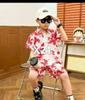 Boys' Hawaiian Floral Shirt & Shorts Set - Stylish Summer Beachwear for Kids