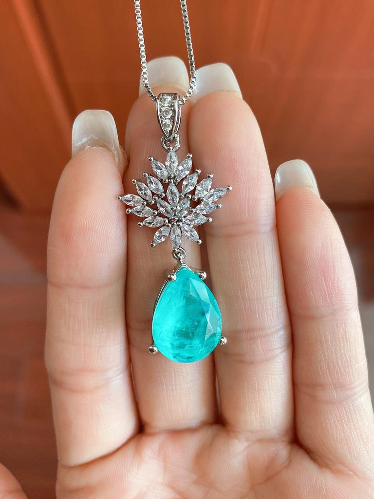 Jewelry High Carbon Diamond Classic Princess Square Pendant Earrings Jewelry Set Main Stone 7 * 7