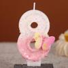 Pink and White Butterfly Flower Birthday Cake Candles