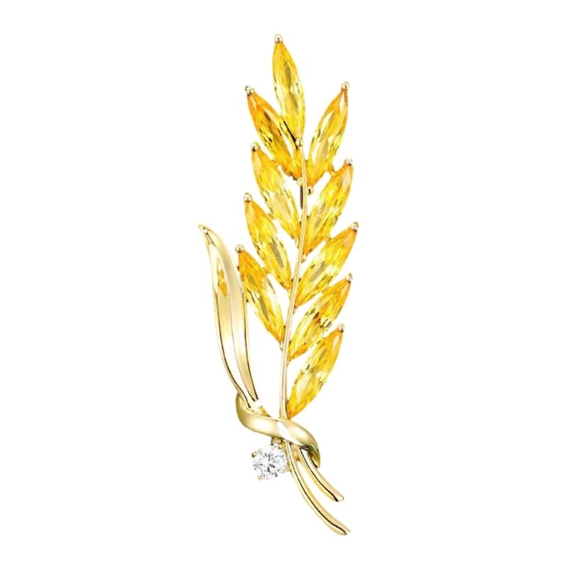 Elegant Wheat Metal Golden Brooch Adornment Stylish Wheat Ear Brooch Ornament Lapel Pin for Women's Suit or Sweater