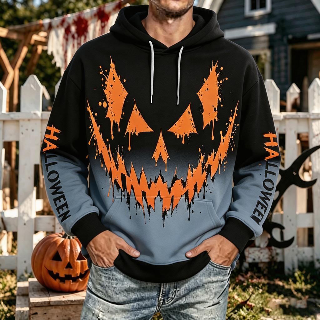 Herren Halloween Kapuzenpullover mit Taschen für Freizeit, Komfort, Sport und Alltag