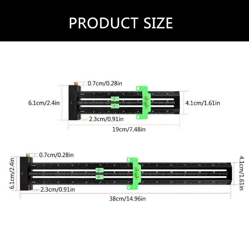Metric/Inch Aluminum Limit Ruler Double Line Marking Ruler Multifunction Scribing Marking Ruler Measurement Tool