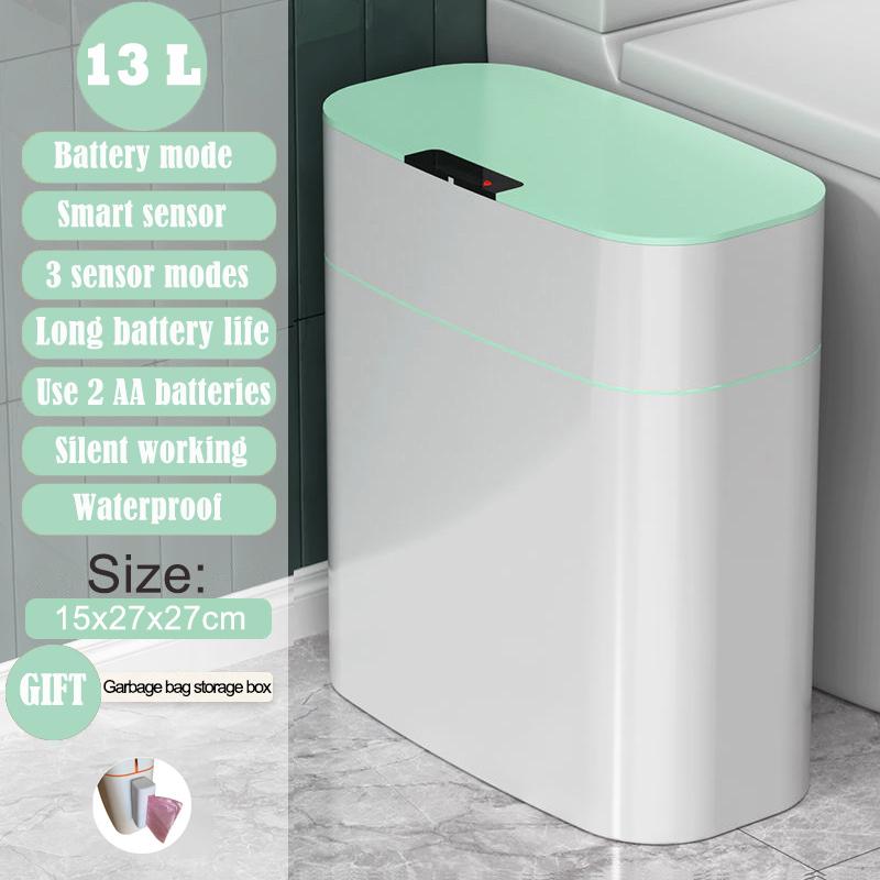 16L New Smart Trash Can High-tech Induction Storage Bucket Bathroom Deodorant Waterproof Trash Can Household with Lid Creative