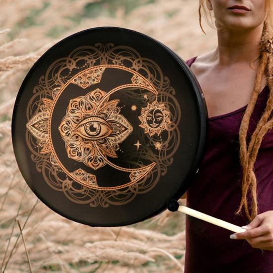 Shaman Drum 10 Inch Handmade Hand Drum with Drum Stick Tree of Life Sound Healing Instrument for Spiritual Music Reflection Meditation