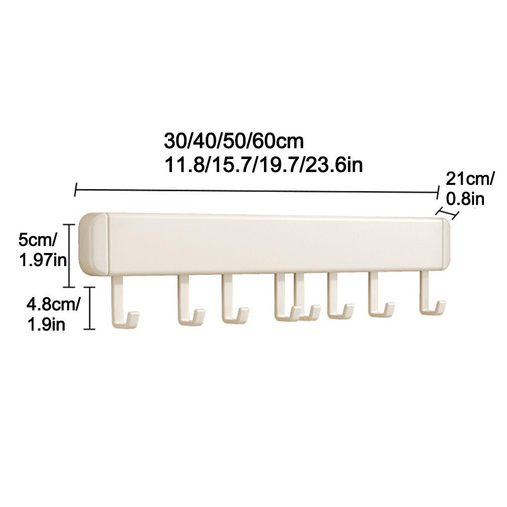 30/40/50cm Stainless Steel Non Perforated Kitchen Hook Rack With Movable Hooks For Spoon Shovel Utensil Organization