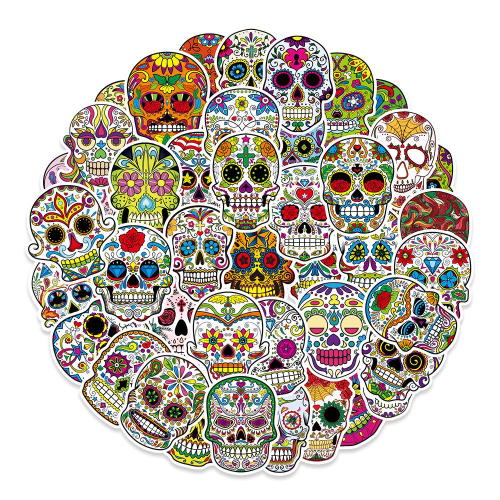 50 Iridescent Skull Graffiti Stickers for Suitcase, Phone, and Laptop - Personalized Decals