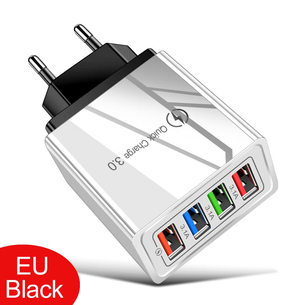 3A USB Charger 4 Port USB Quick Charge 3.0 EU US Plug Mobile Phone Charger Wall Adapter Portable Fast Charging For 16 Pro