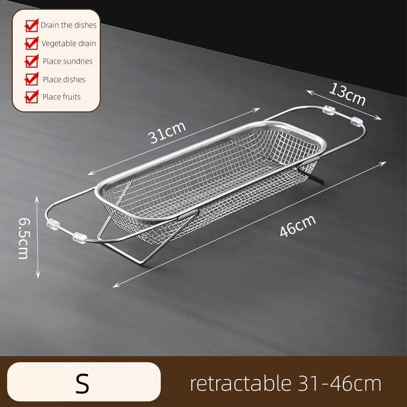 

Sink Strainer Drainer Basket 304 Stainless Steel Expandable Sink Colander Strainer Basket For Vegetables Fruits Pasta Dishes
