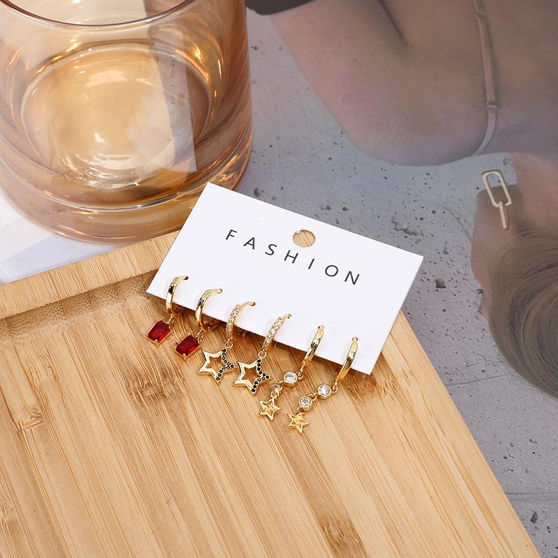 Французский высококлассный темперамент циркон золотое покрытие универсальный модный полый звезда личность микро-инкрустированный бахрома серьги легкая роскошь