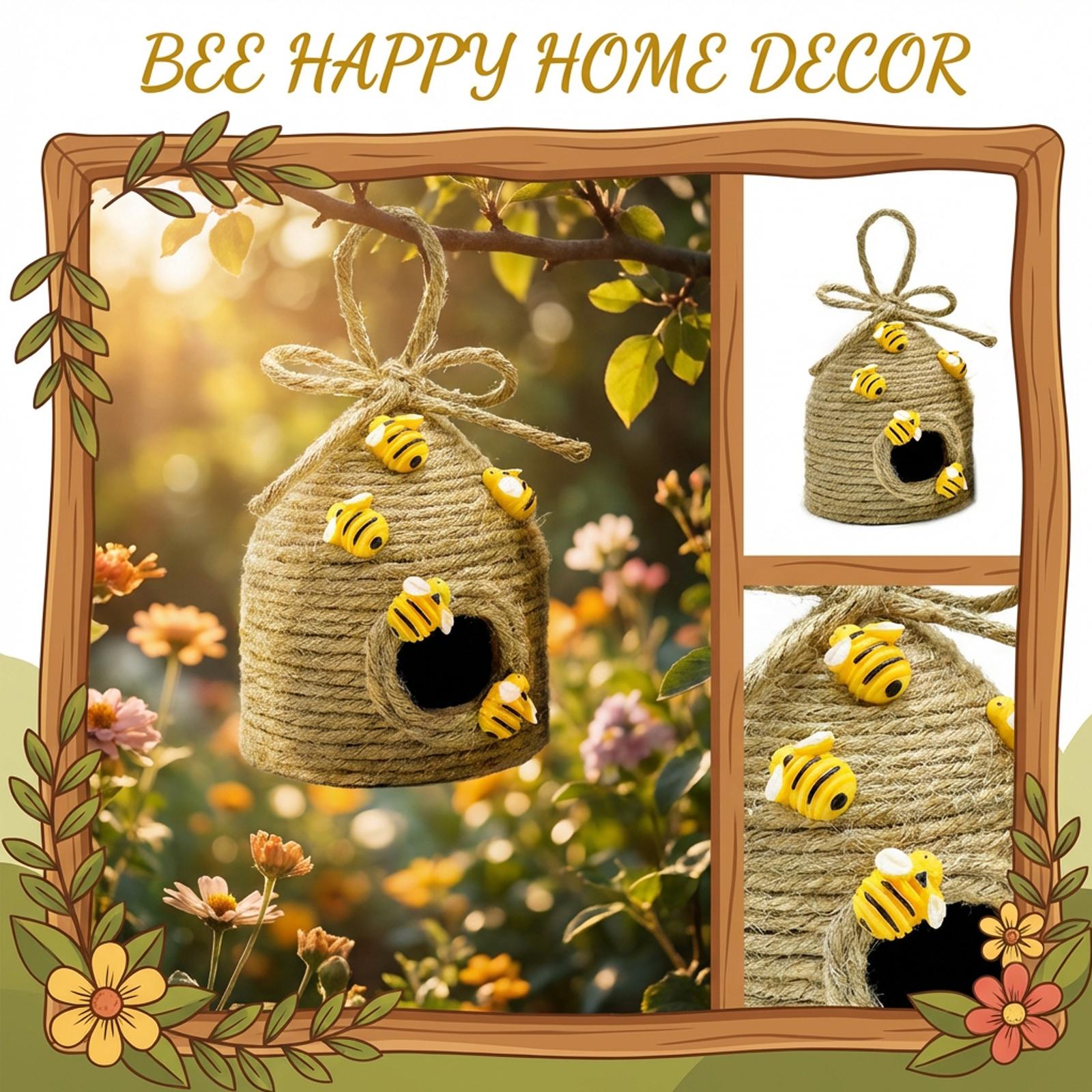 Bee Festival Honeycomb Hemp Rope Weaving Creative Pendant one size коричневый