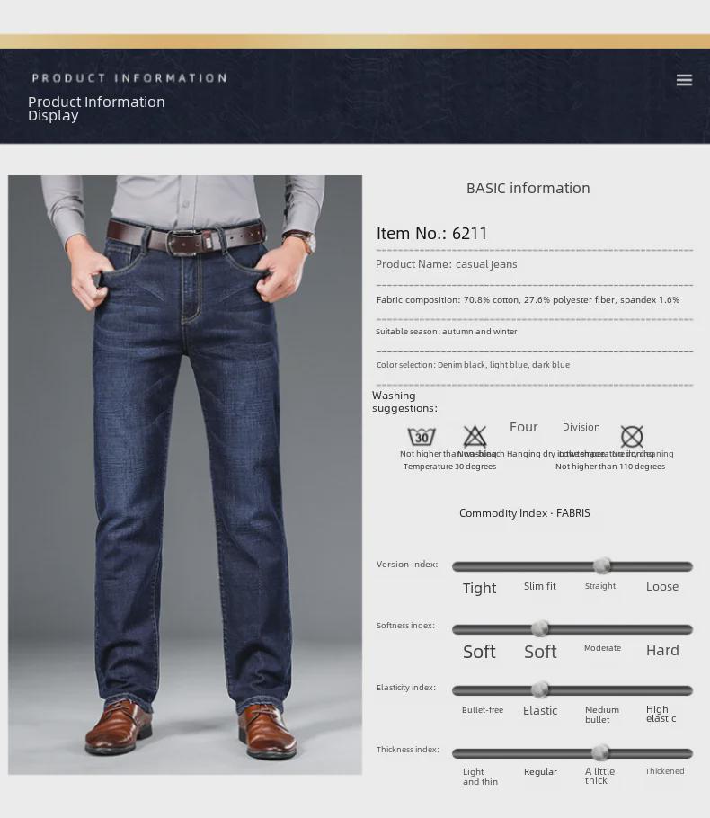 Herren Elastische Baumwolle Casual Jeans - Mittleres Alter Frühlingsstil