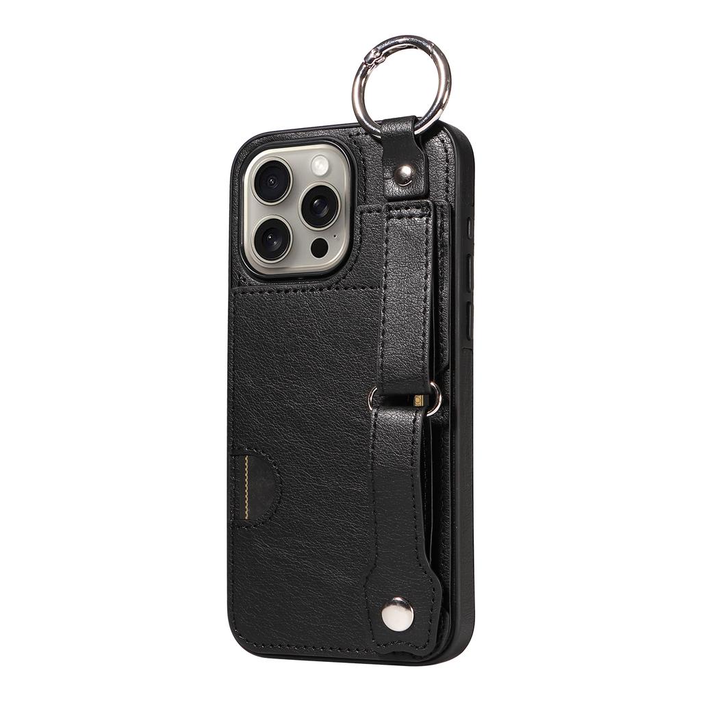 Wristband Ring Holder Cards Solt Wallet Leather Case For iPhone 15 Pro Max 14 Plus 13 12 11 XS SE2022 Pocket Bag Kickstand Cover