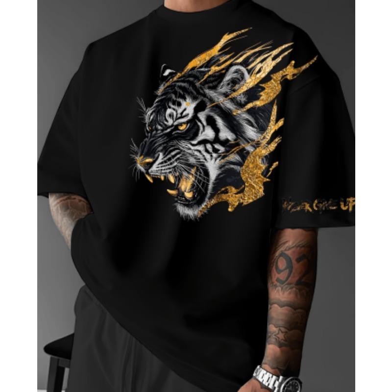 

Men s 3D pattern T-shirt short-sleeved T-shirt 3D printed round neck shirt retro retro casual street XL