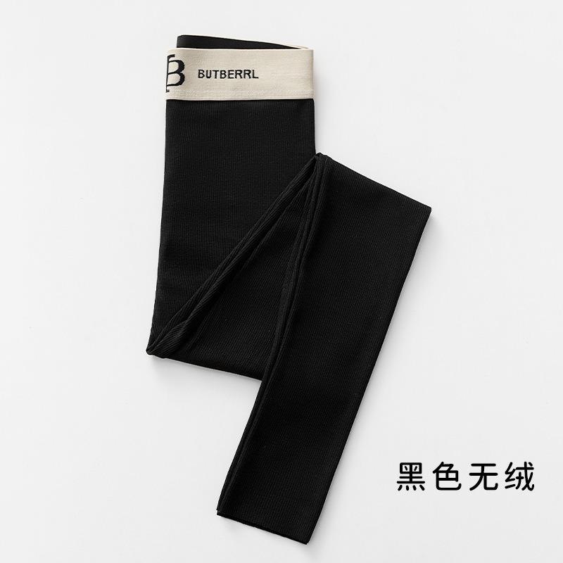 

Threaded letter leggings women s autumn and winter high-waisted elastic bands wear tight-fitting cold-proof and warm cotton pants inside and outside M [recommended 80-50kg]